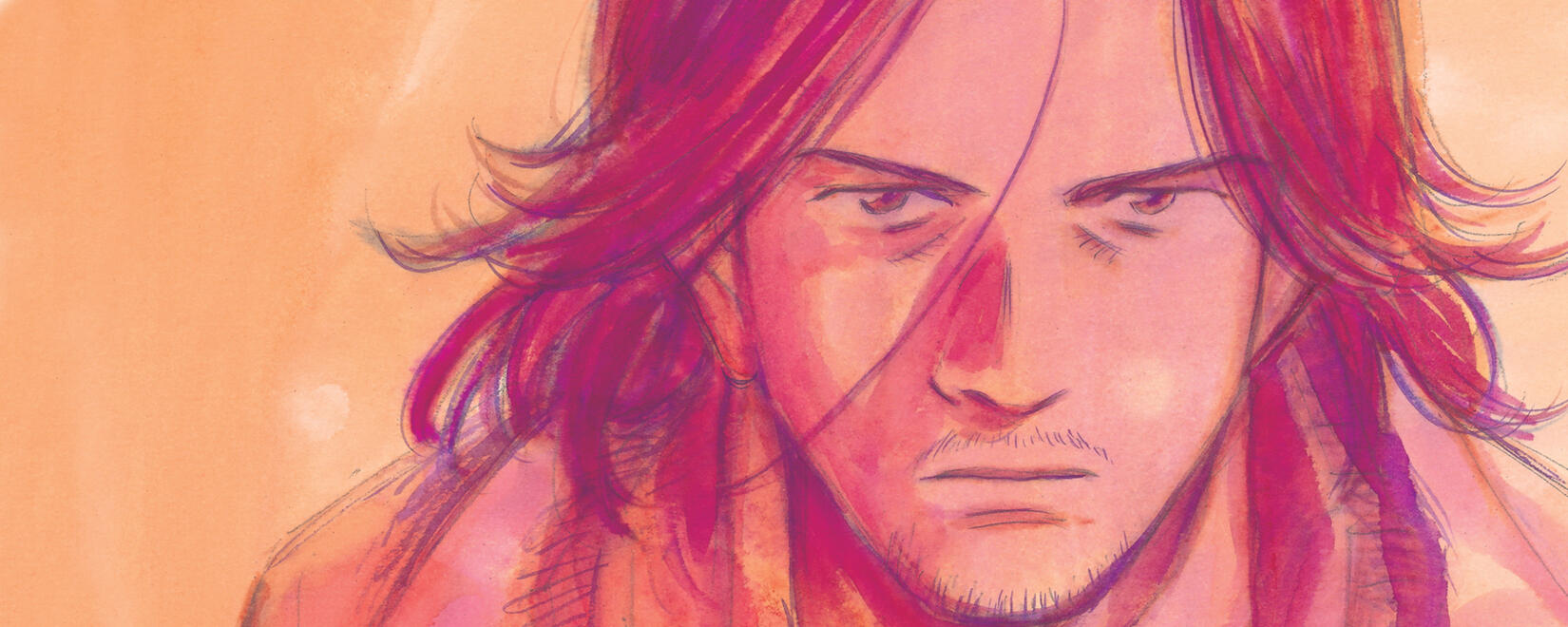 An illustration of Kenzo Tenma staring towards the audience. He wears a serious expression and has a rugged, tired appearance.